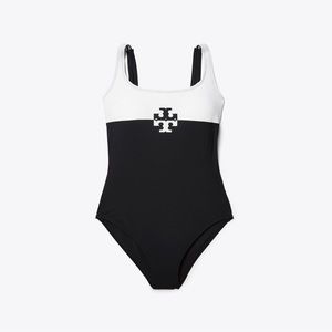 Tory Burch colour block logo swimsuit